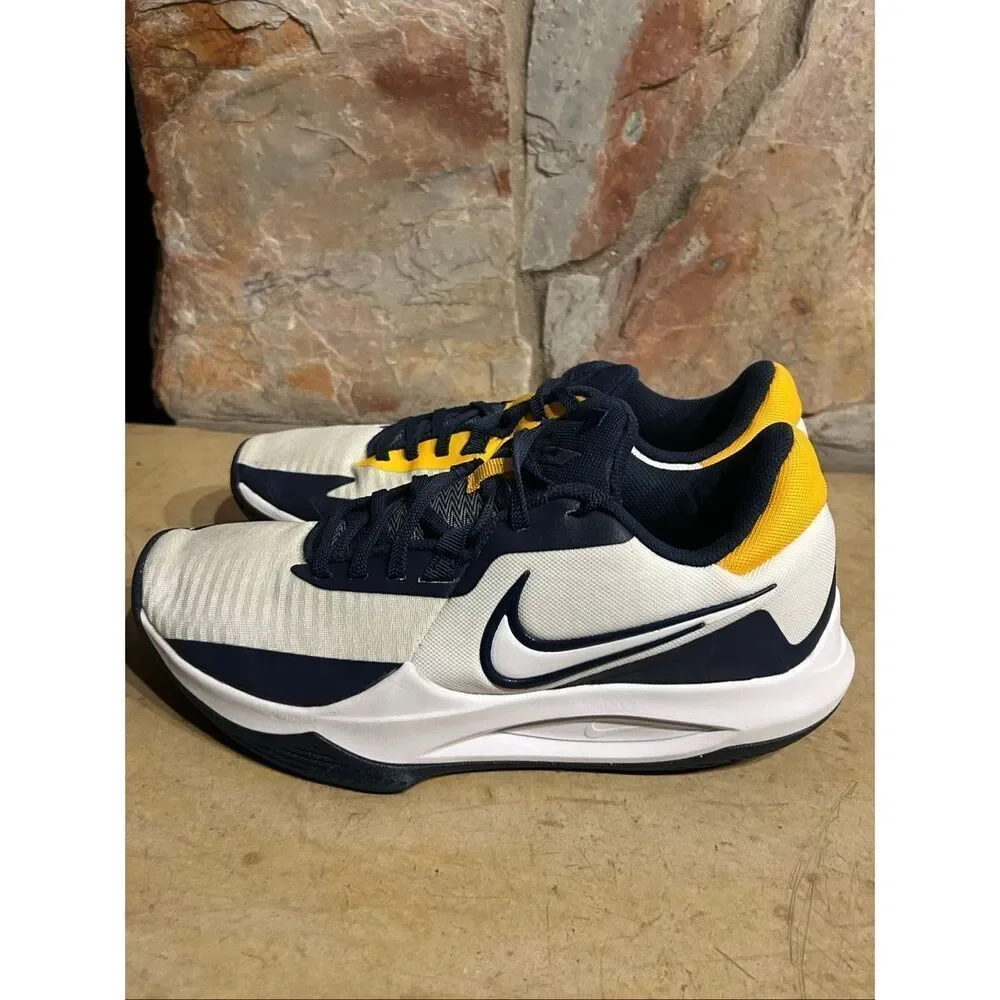 Nike Precision VI Low White Navy Gold Basketball Shoes DD9535-101 Men’s Size 9 U